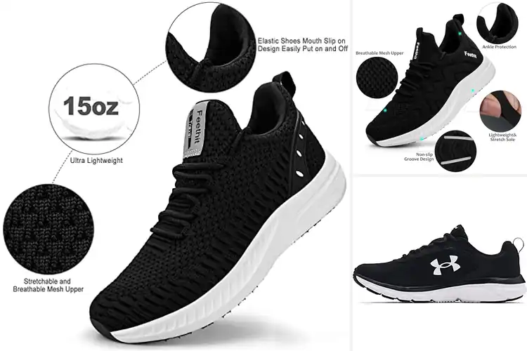 Detailed view of Best White Black Sports Shoes